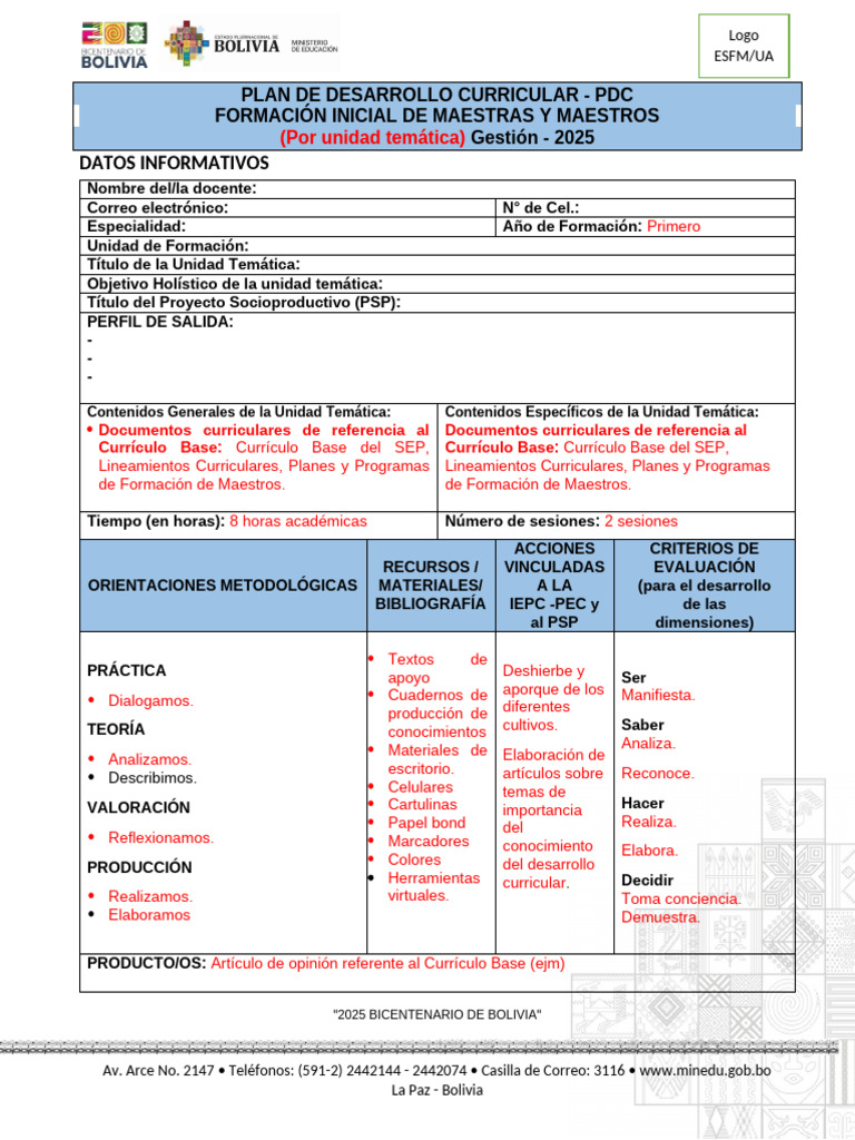 Propuestas PDC 2025 para Formación Docente | PDF | Plan de estudios ...
