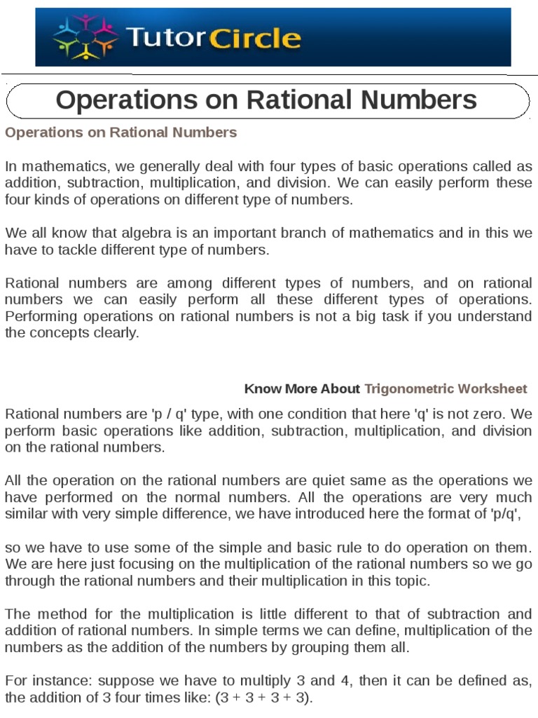 Operations on rational numbers pdf