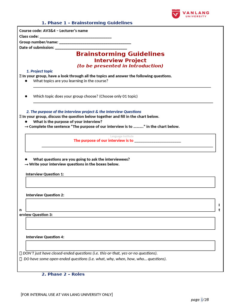 Interview Project Guidelines for Students | PDF | Interview | Vocabulary