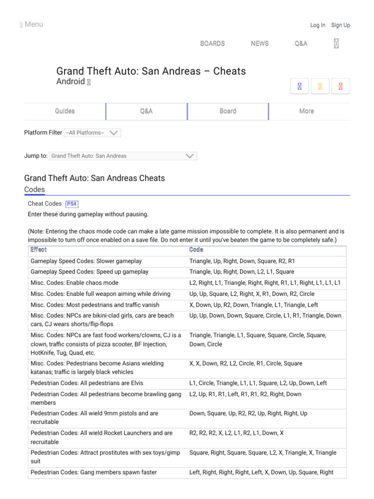 GTA: San Andreas Cheat Codes Guide | PDF | Traffic | Vehicles