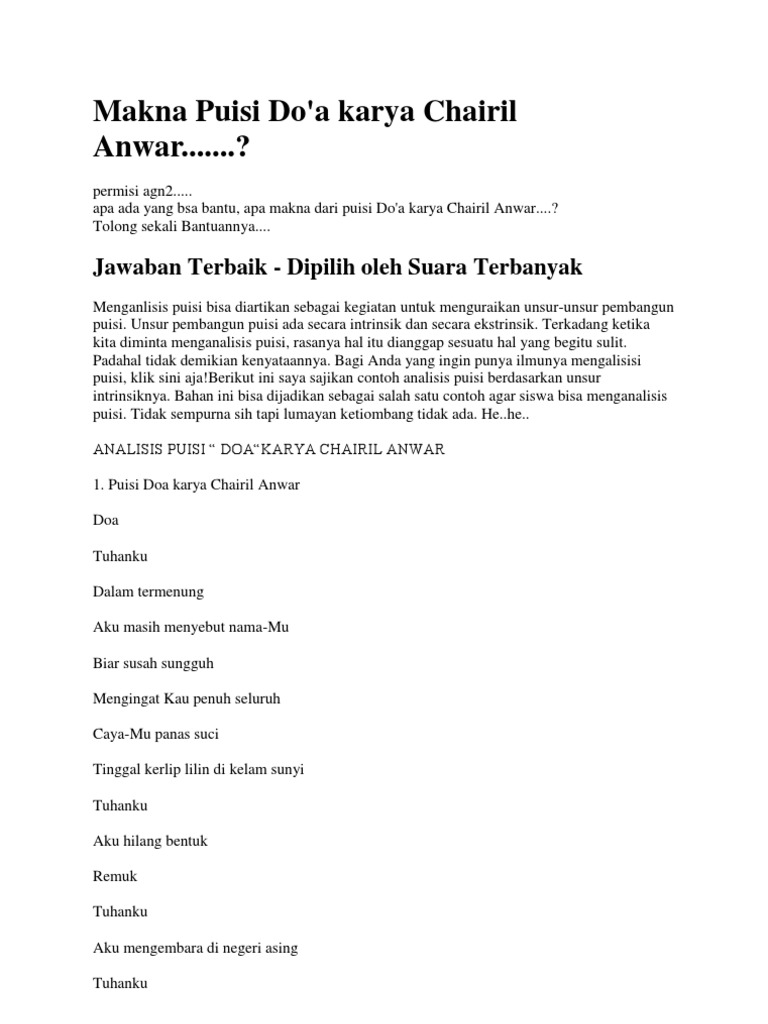 Makna Puisi Doa Pdf