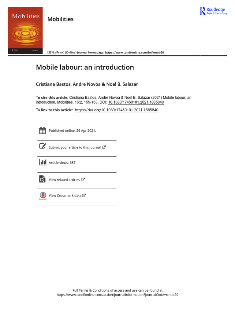 Mobile Labour: An Introduction: Mobilities | PDF | Human Migration ...