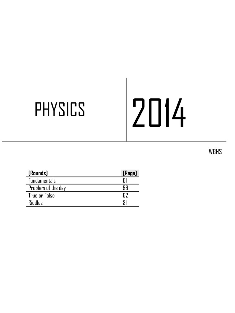 PHYSICS 2014 | PDF | Rotation Around A Fixed Axis | Electromagnetic ...