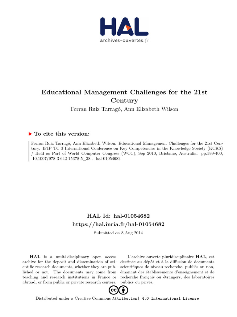 Educational Management Challenges For The 21st Century Investigation ...