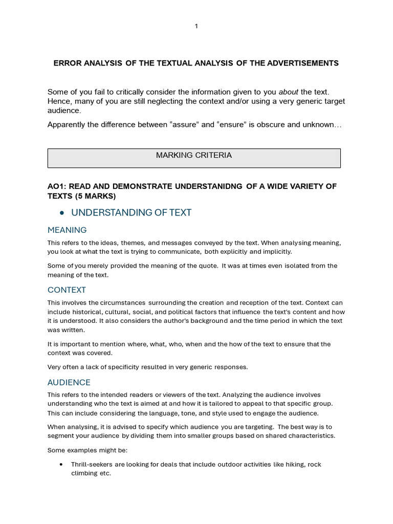 Error Analysis of Advertisement Textual Analysis | PDF | Advertising ...
