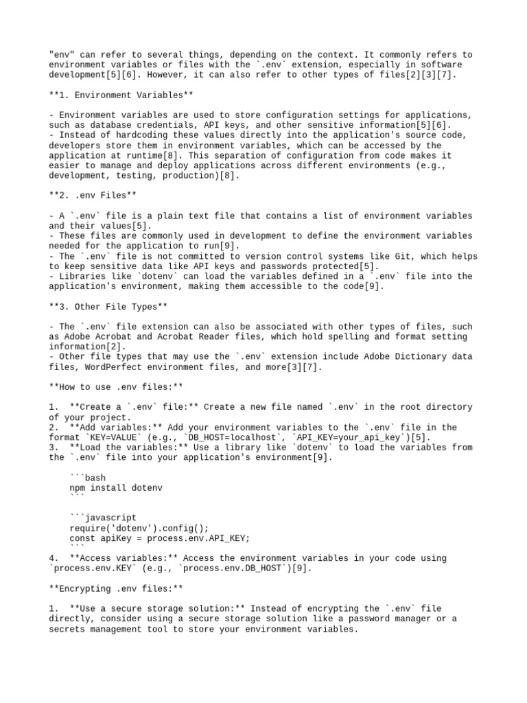 Using .env Files in Development | PDF | Variable (Computer Science ...