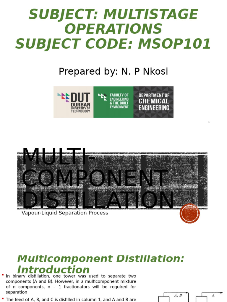 Multicomponent Distillation | PDF | Distillation | Chemical Process ...
