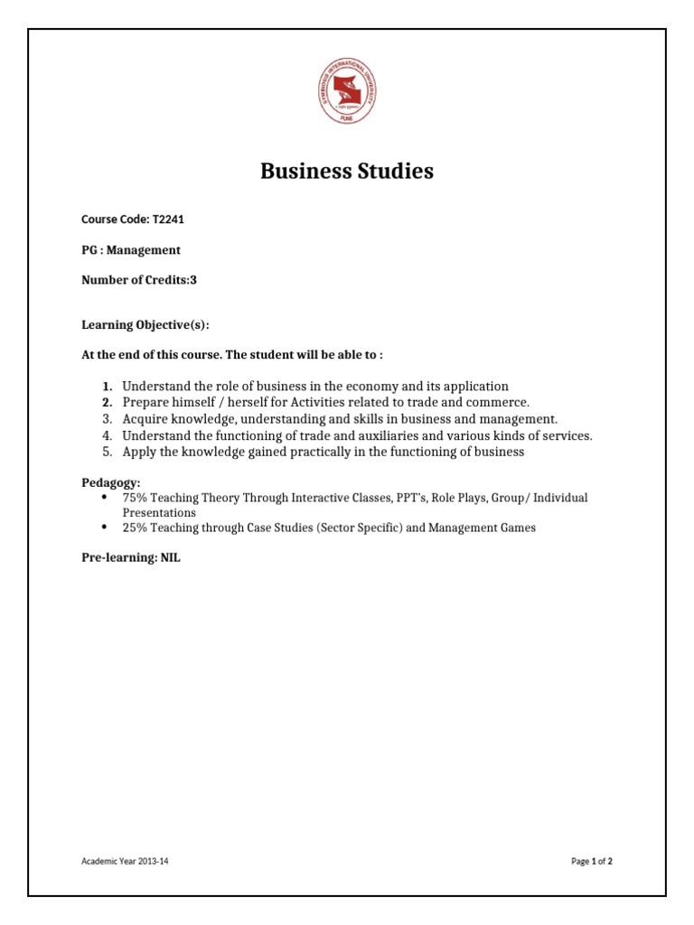 Business Management Course Overview | PDF | Business | Trade