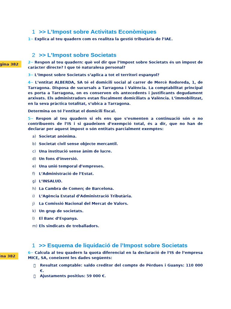 Ud.12. Impost Societats (ENUNCIAT) | PDF