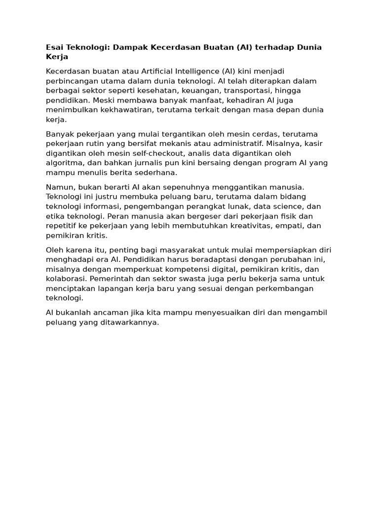 Dampak AI pada Dunia Kerja Modern | PDF