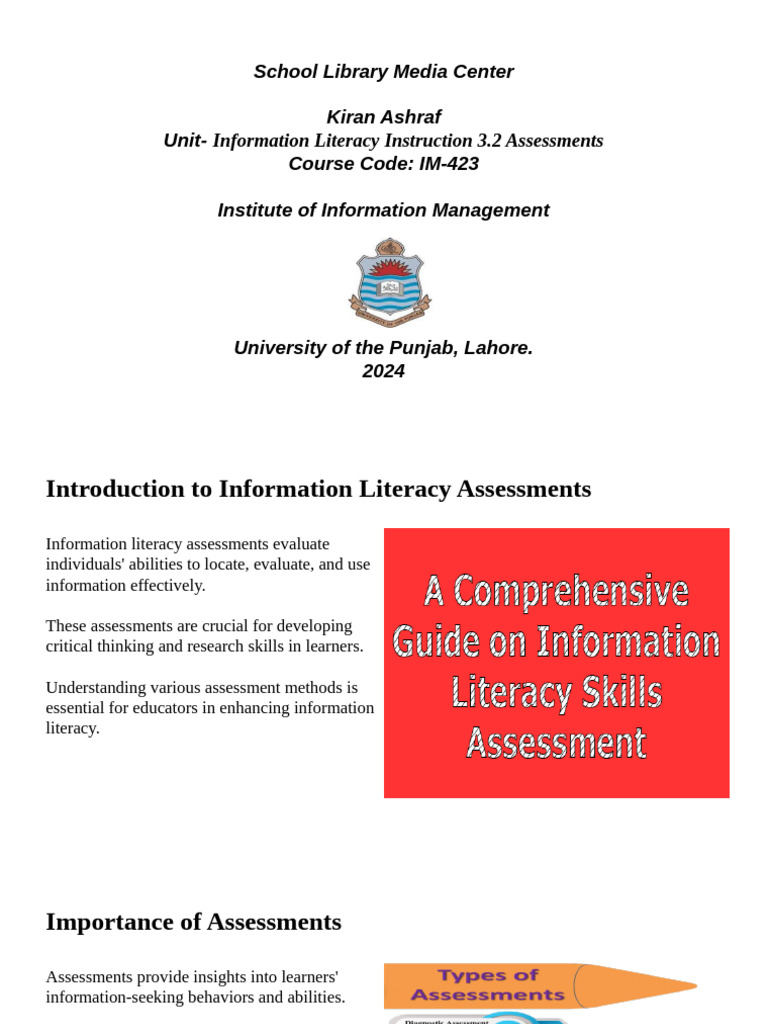 Information Literacy Assessment Strategies | PDF | Educational ...