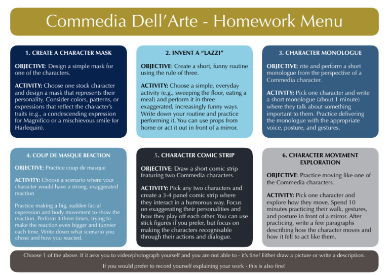 Commedia Dell'Arte Creative Activities | PDF | Commedia Dell'arte
