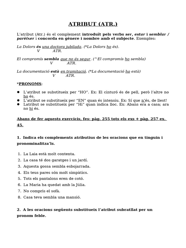 Complement Predicatiu | PDF