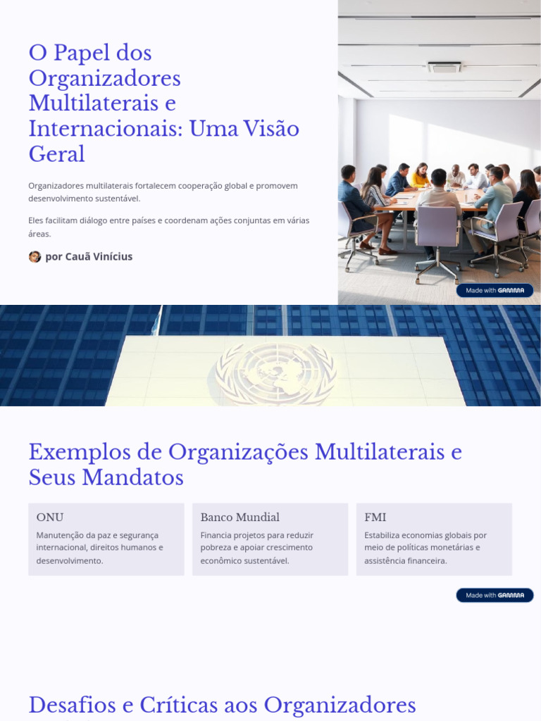 Organizações Multilaterais: Papel e Desafios | PDF