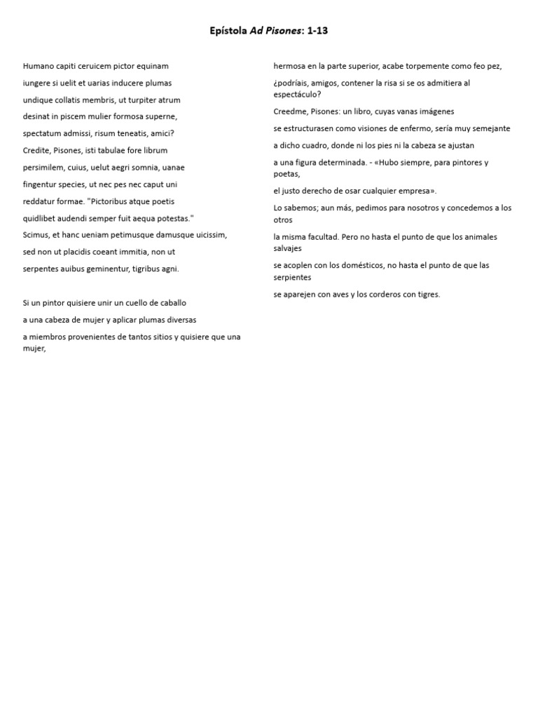 EpÃ - Stola Ad Pisones - 1a13 | PDF