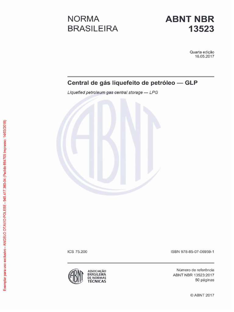ABNT NBR 13523-2017 - Central de Gas Liquefeito de Petroleo - GLP | PDF