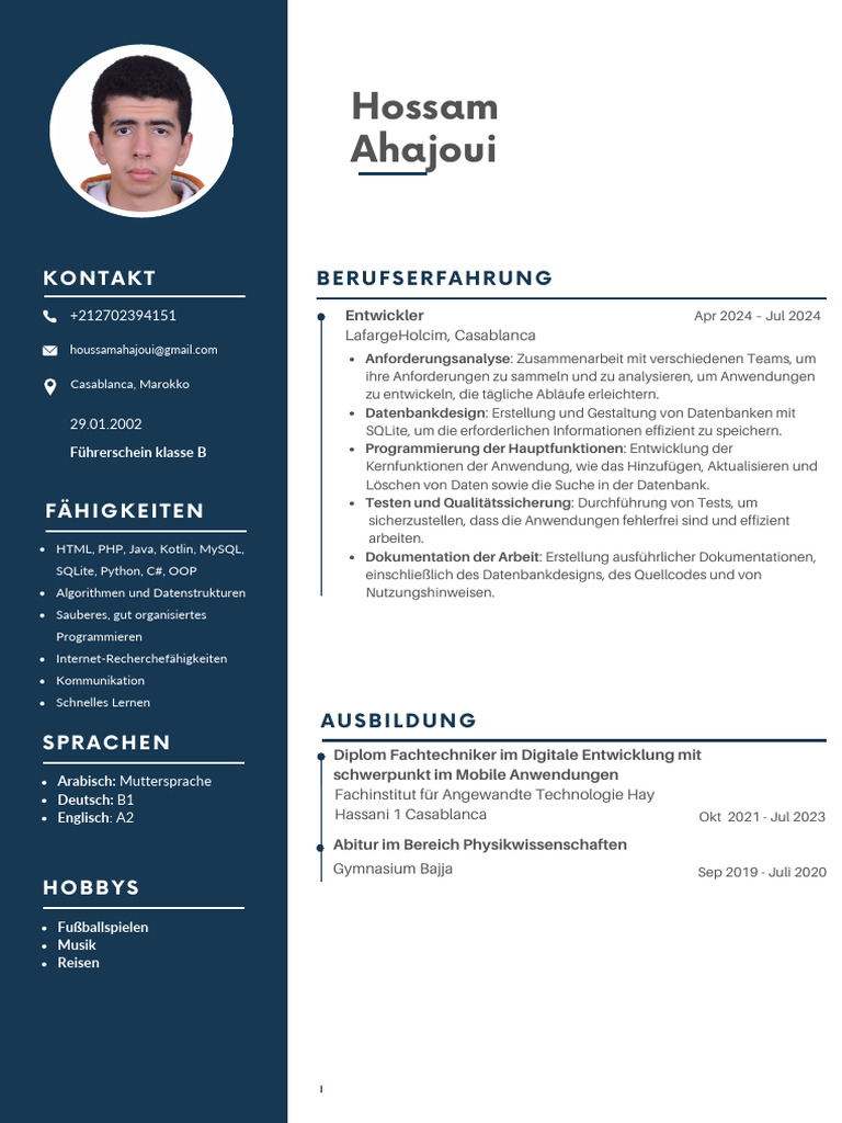 Lebenslauf - Hossam Ahajoui | PDF