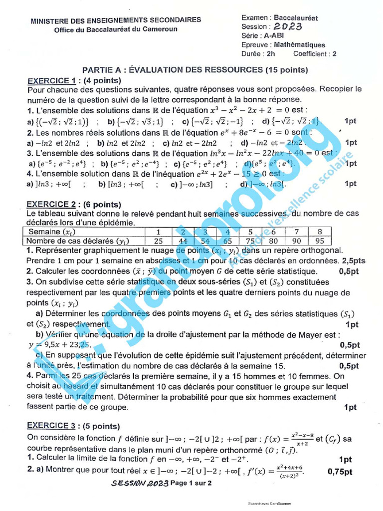 Maths Bac A 2023 | PDF