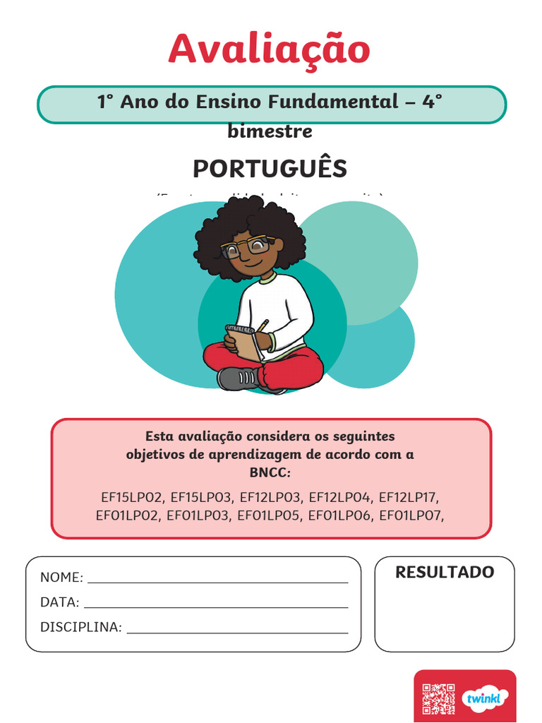 Avaliação de Português - 1º Ano, 4º Bimestre | PDF