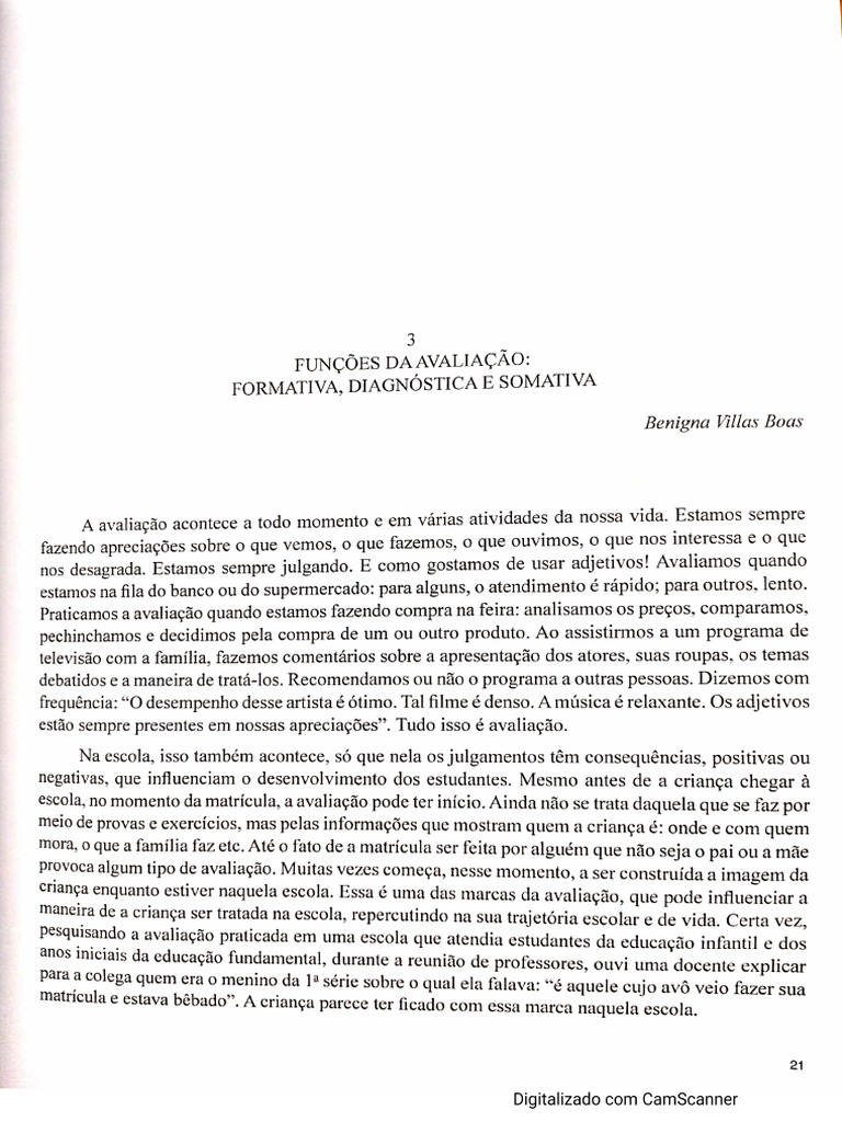 (Capítulo) Funções Da Avaliação, Formativa, Diagnóstica e Somativa | PDF