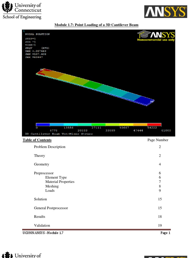 3D Cantilever Beam Point Load Analysis | PDF