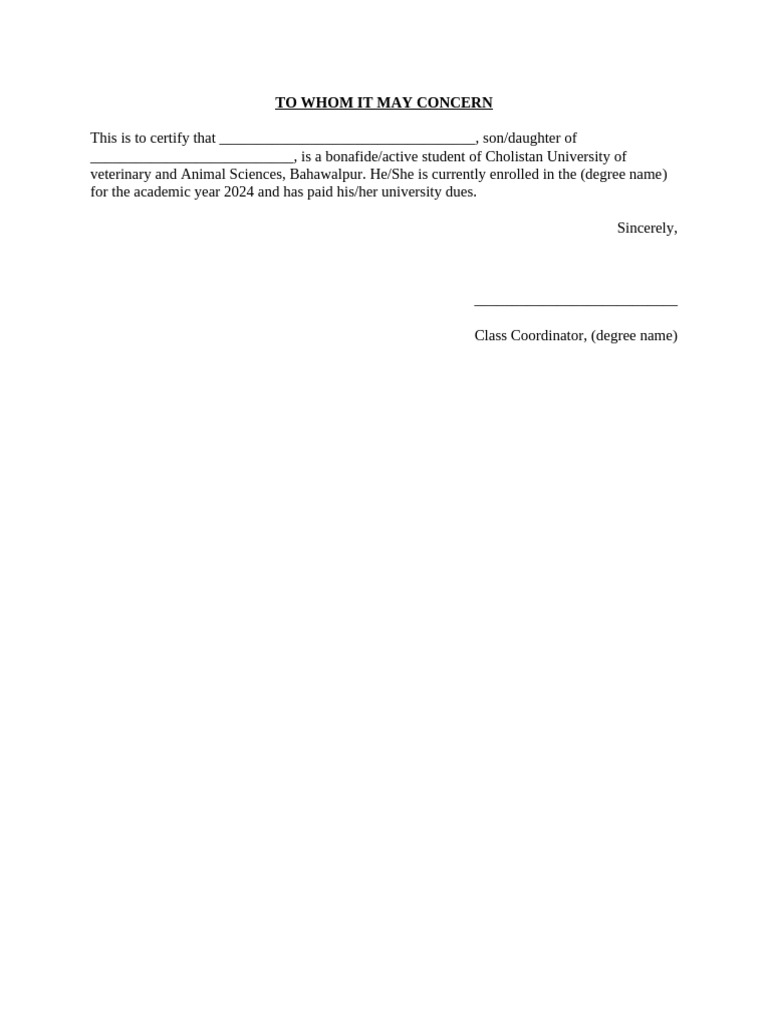 Bonafied Letter General | PDF