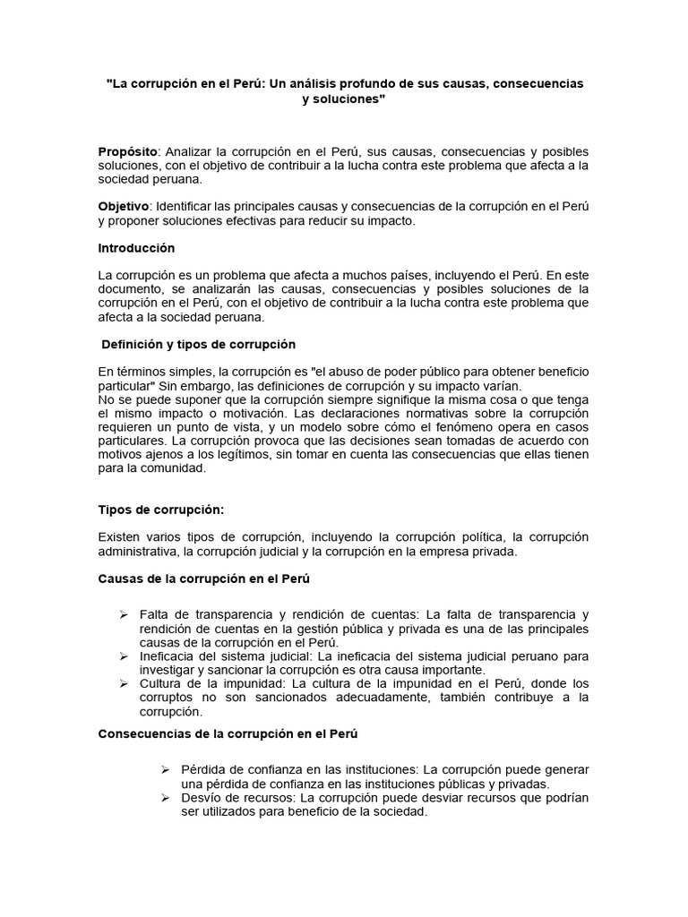 Análisis de la corrupción en el Perú | PDF | Corrupción política ...
