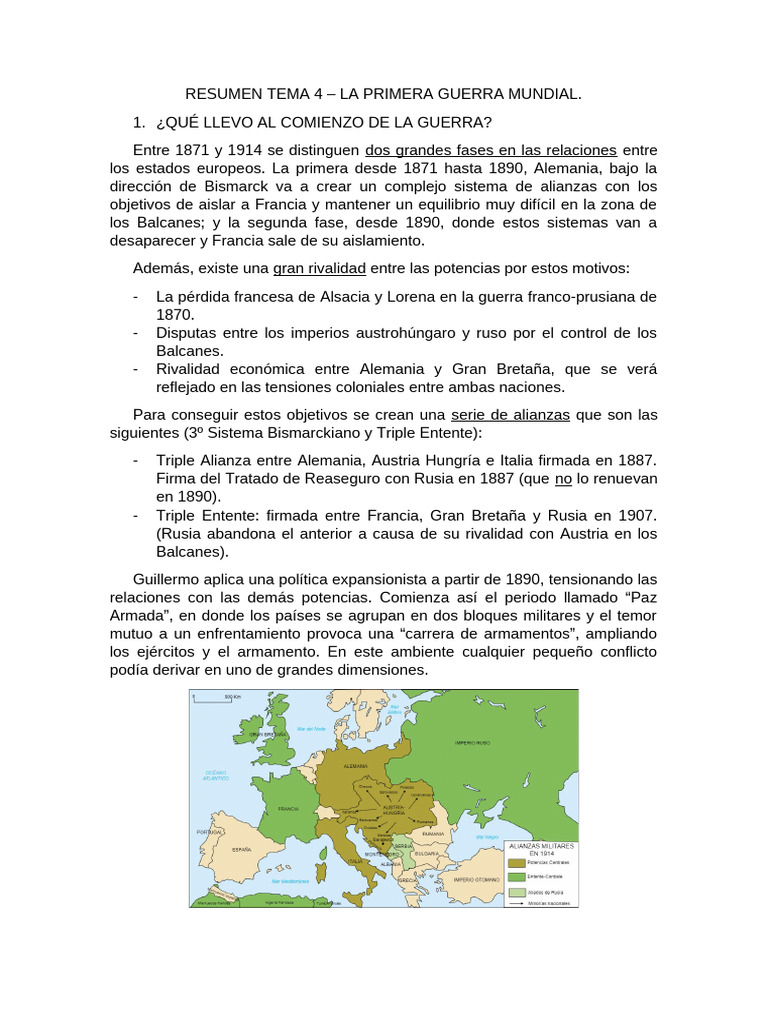 Causas y Consecuencias de la Primera Guerra Mundial | PDF | Austria ...