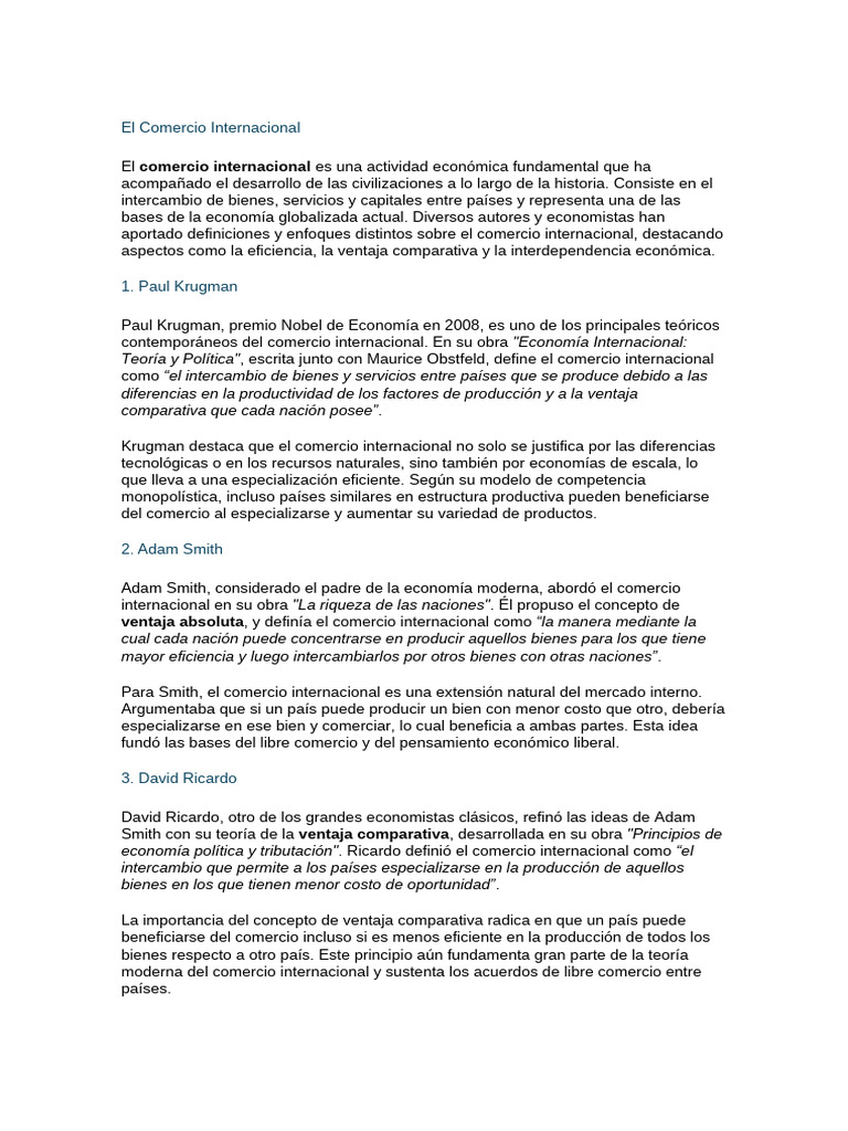 Teorías Clave del Comercio Internacional | PDF | El comercio ...