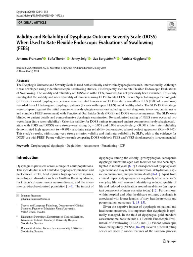 DOSS Validity with FEES Assessments | PDF | Clinical Medicine | Medical ...