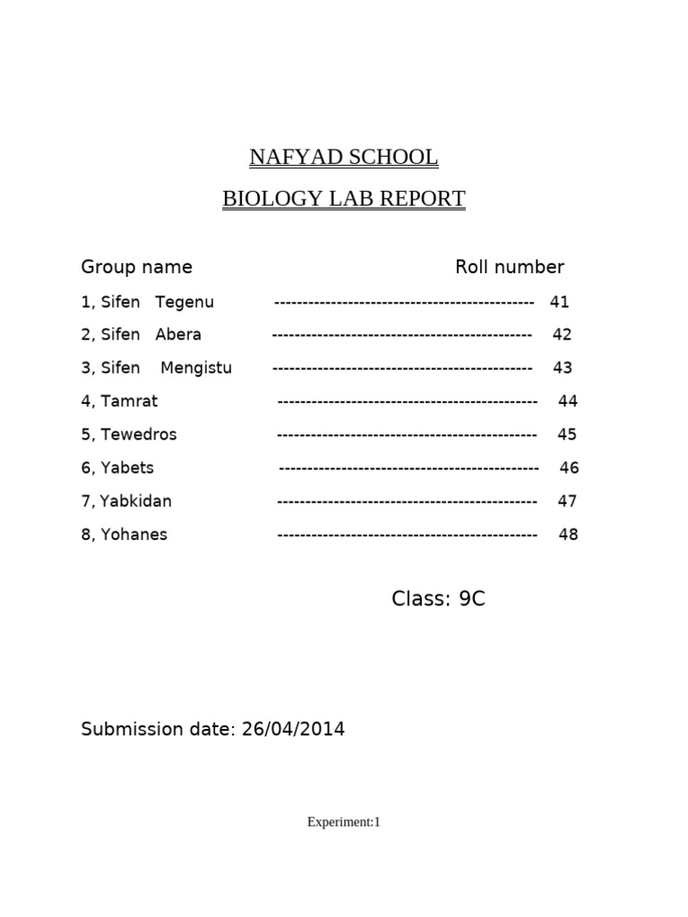 Bio Lab Report by Sifan | PDF | Chemical Substances | Chemistry