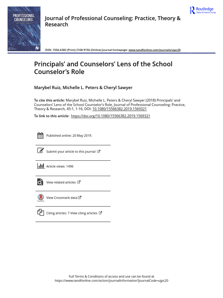 Principals and Counselors Lens of The School Counselors Role | PDF ...