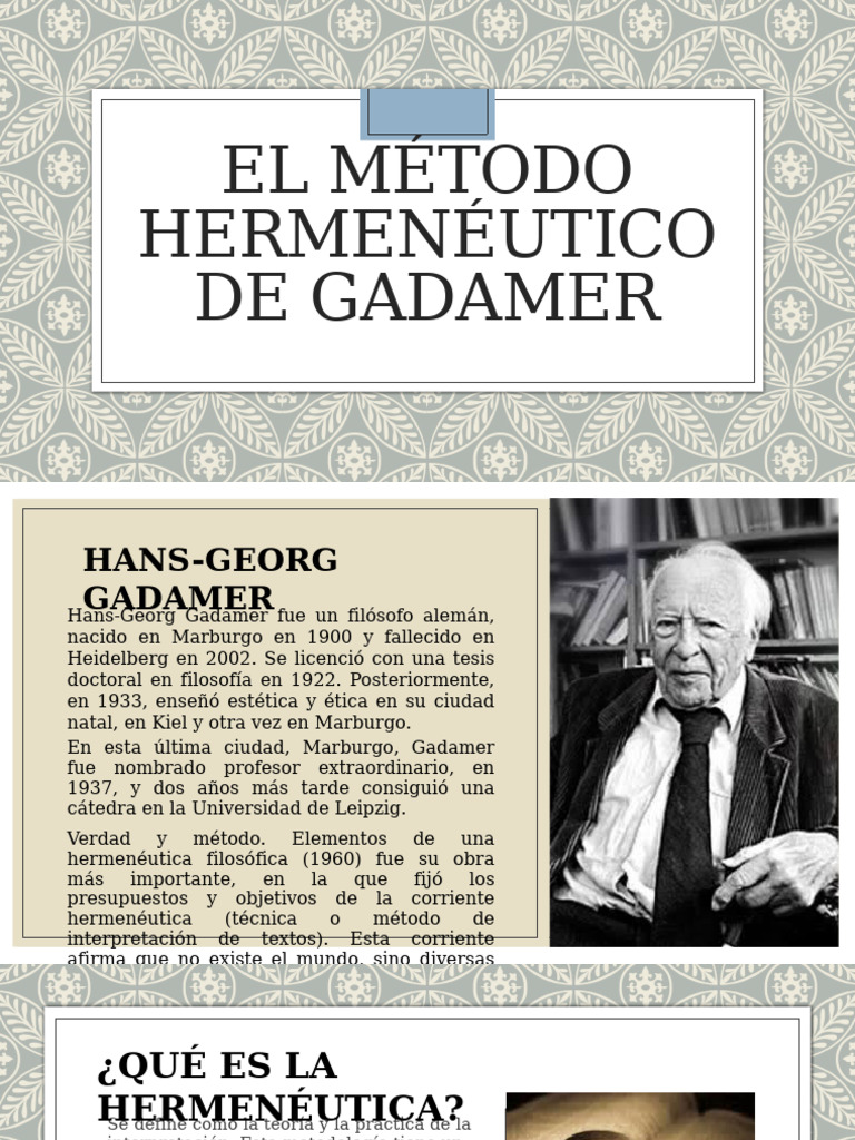 Método Hermenéutico de Gadamer | PDF | Hermenéutica | Comprensión
