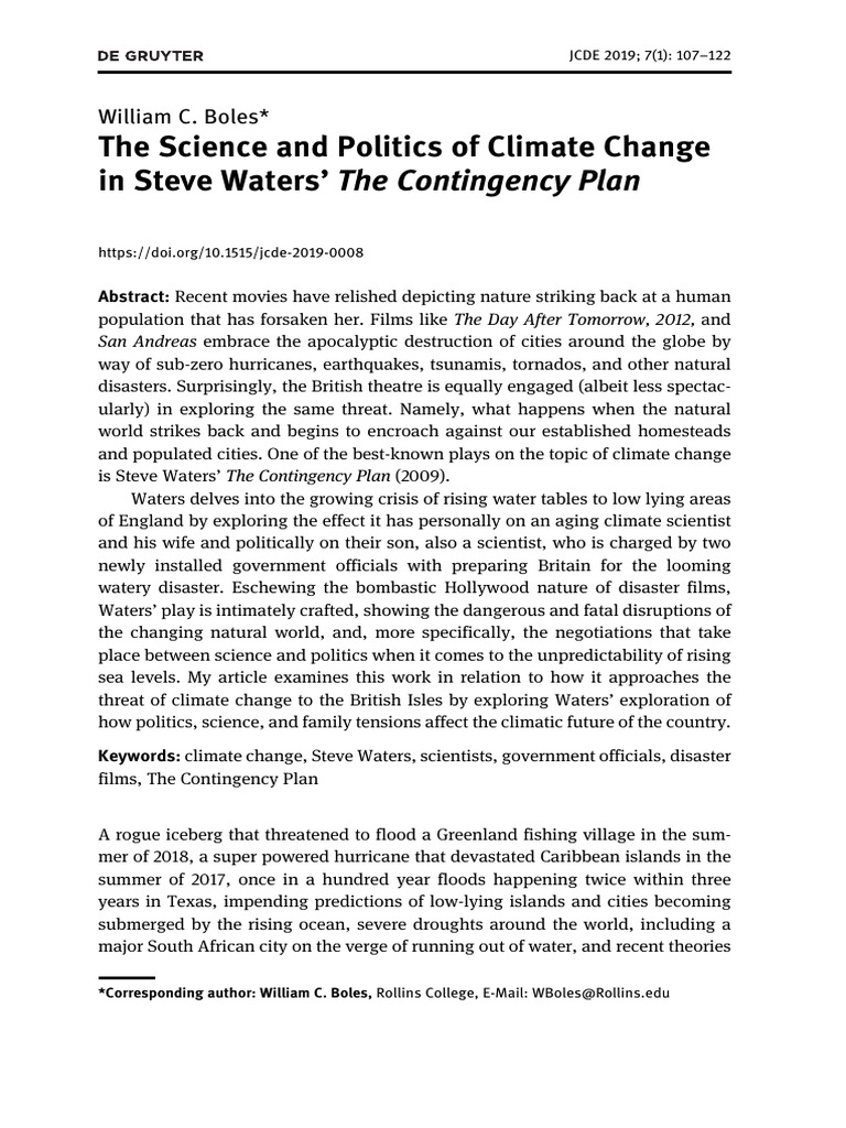 Climate Change in The Contingency Plan | PDF | Science | Flood