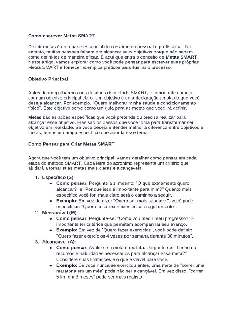 Como Definir Metas SMART Eficazes | PDF | Tempo | Física