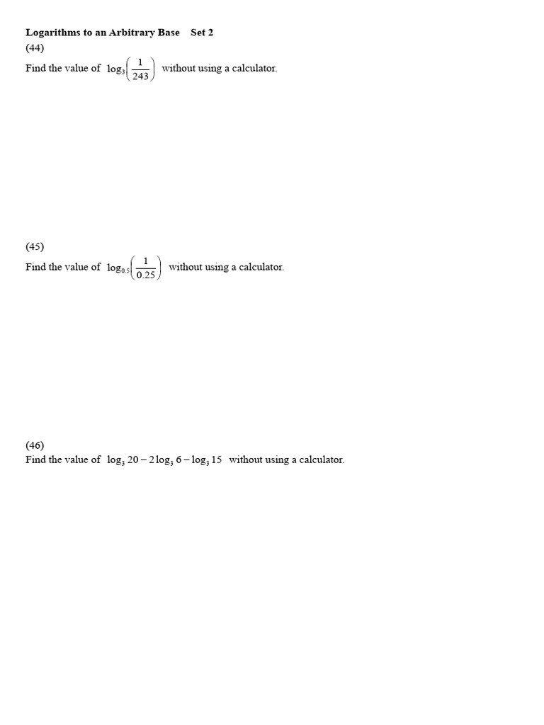 Logarithms To An Arbitrary Base Set 2 | PDF | Applied Mathematics ...