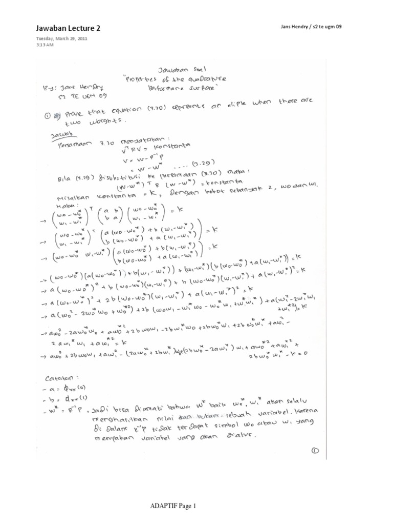 Adaptive Signal Processing Lecture 2 | PDF