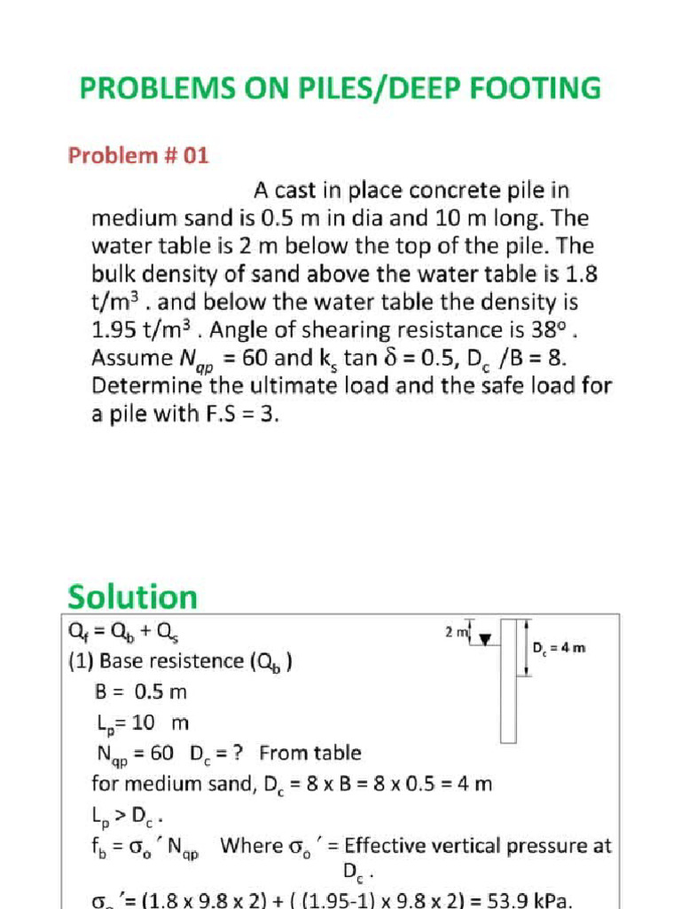 Deep Pile and Pier Foundation Example | PDF