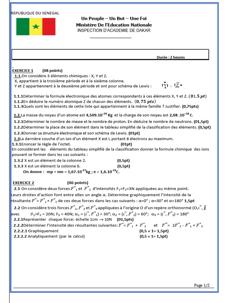 Exercice de Sciences Physiques 2nd S | PDF | Atomes | Noyau atomique
