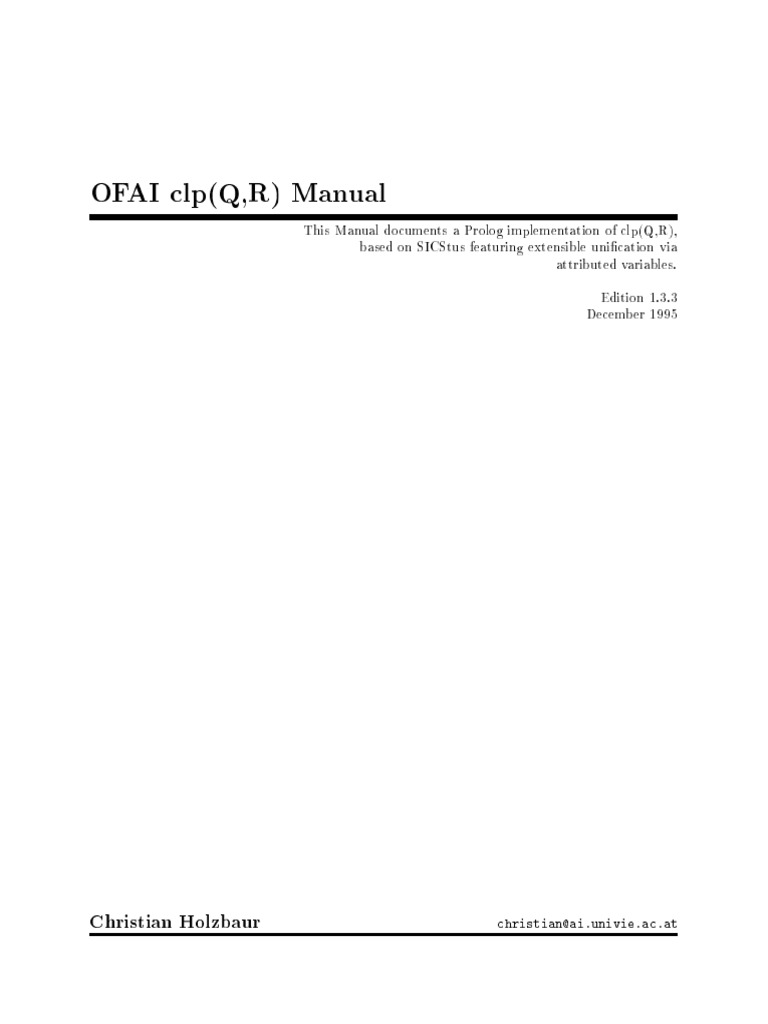 OFAI CLP (Q, R) Manual | PDF | Trigonometric Functions | Mathematical Logic