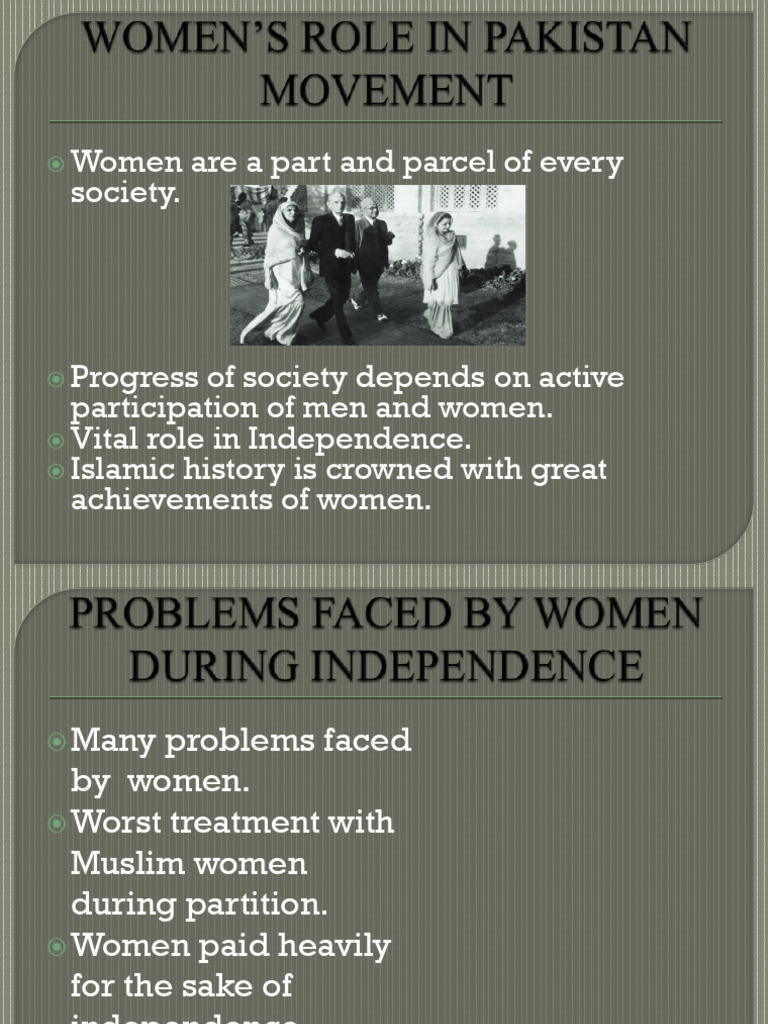 Women's Role in Pakistan Movement | PDF | Muhammad Ali Jinnah | All ...
