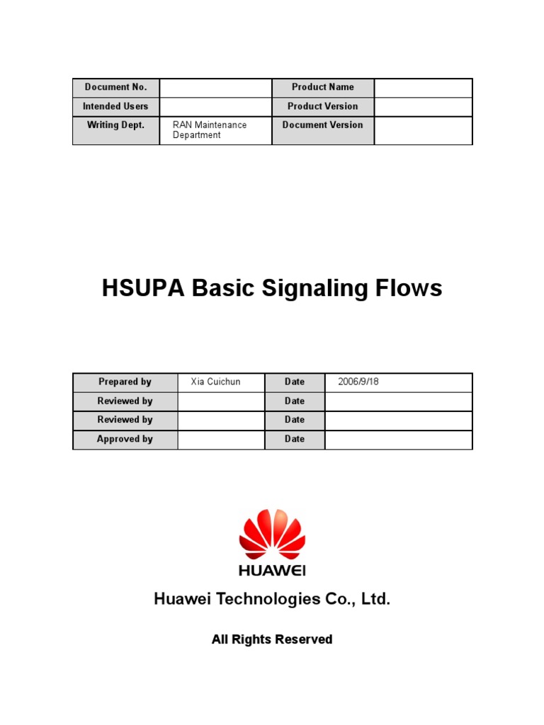 HSUPA Basic Signaling Flows: Huawei Technologies Co., LTD | PDF | High ...