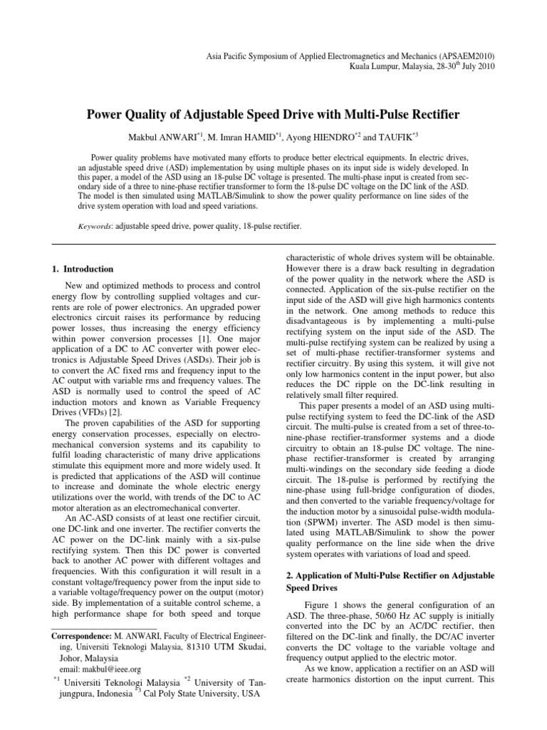 Power Quality in 18-Pulse ASD Systems | PDF | Rectifier | Power Inverter
