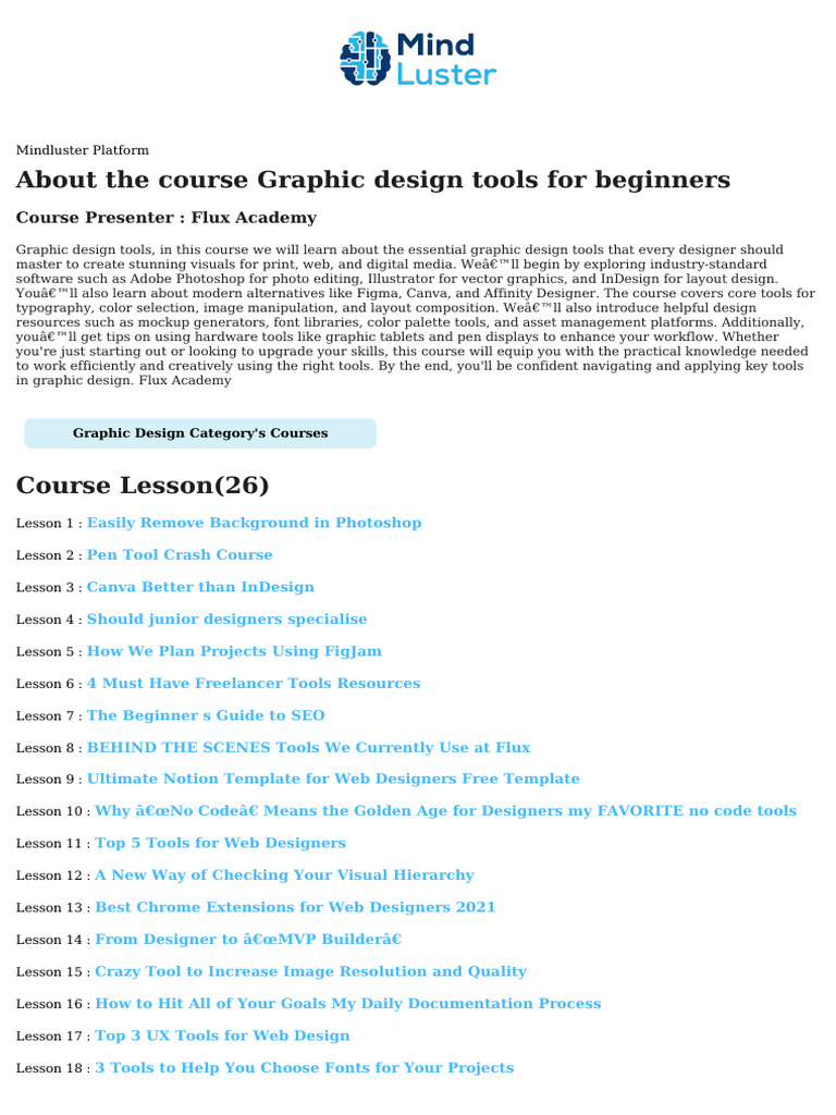 Graphic Design Tools For Beginners Course Content | PDF | Graphic ...