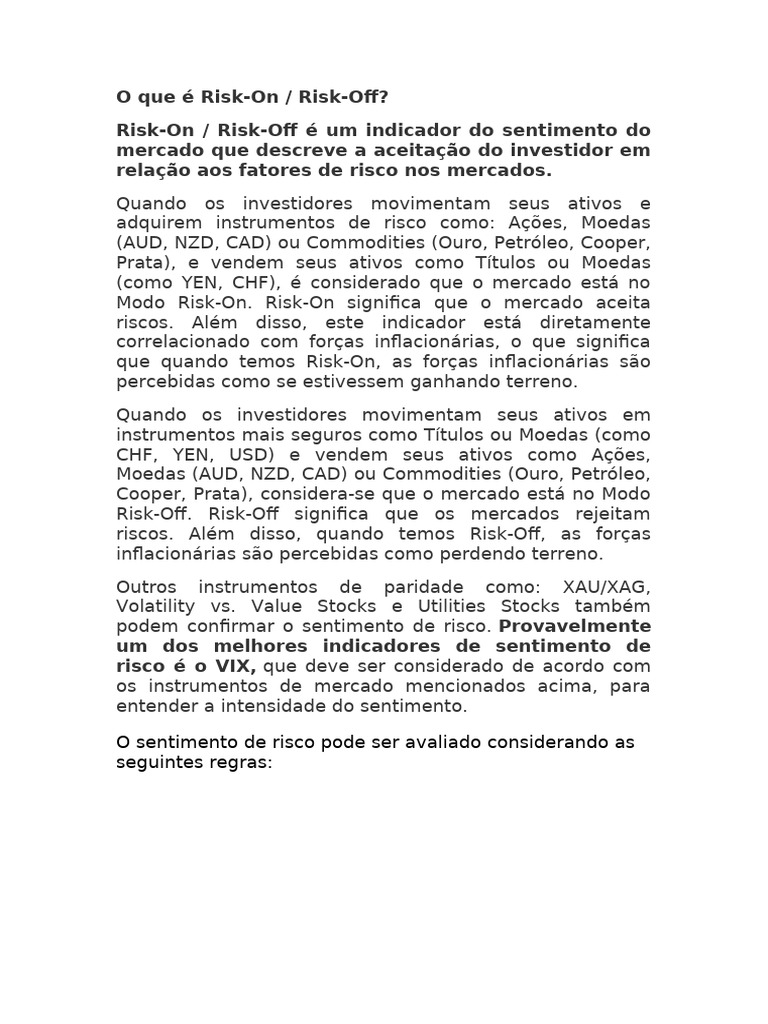 Entendendo Risk-On e Risk-Off no Mercado | PDF