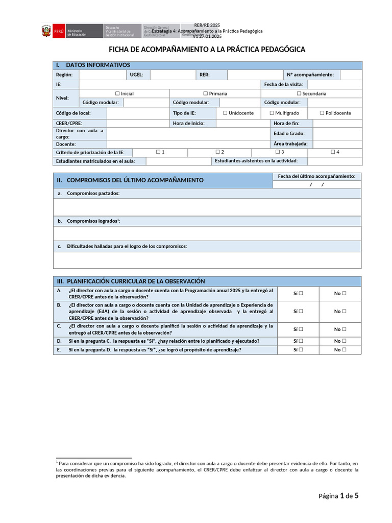 Ficha de Acompañamiento Docente 2025 | PDF | Evaluación | Aprendizaje