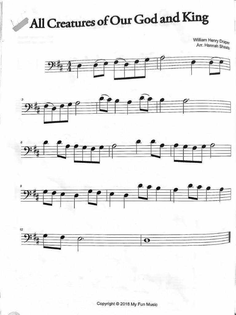 All Creatures of Our God and King Cello | PDF