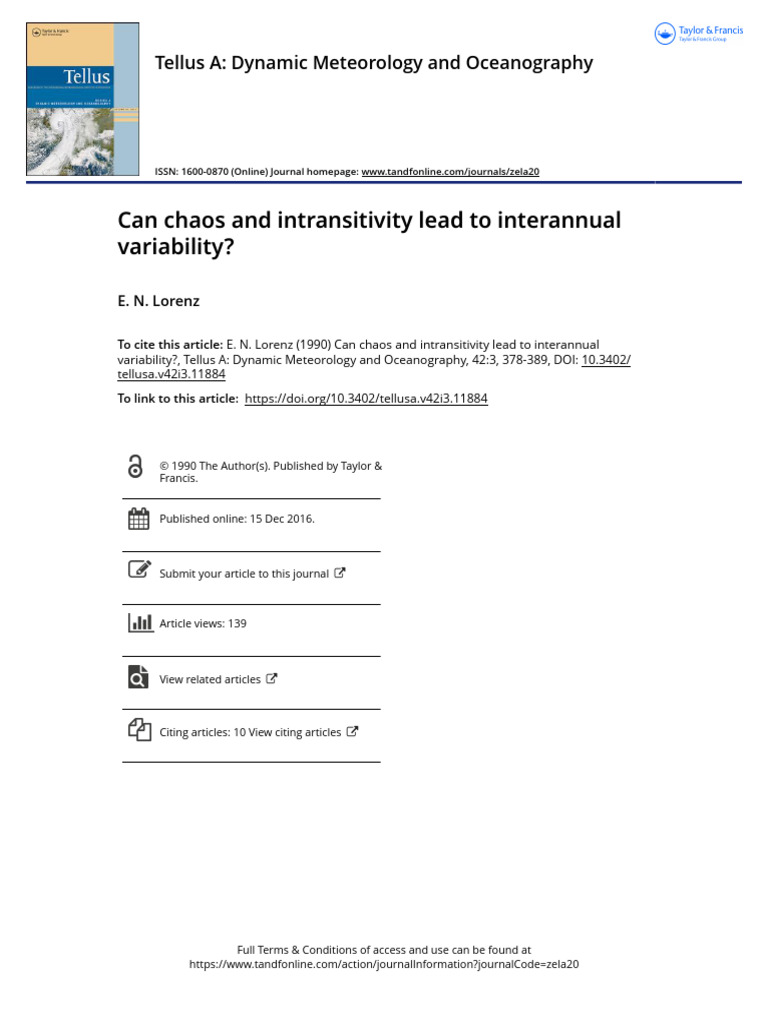 Can Chaos and Intransitivity Lead To Interannual Variability | PDF