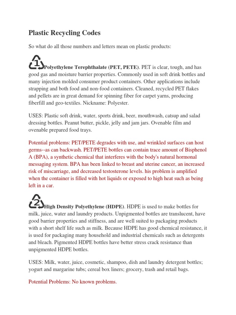 Understanding Plastic Recycling Codes | PDF | Polyvinyl Chloride ...