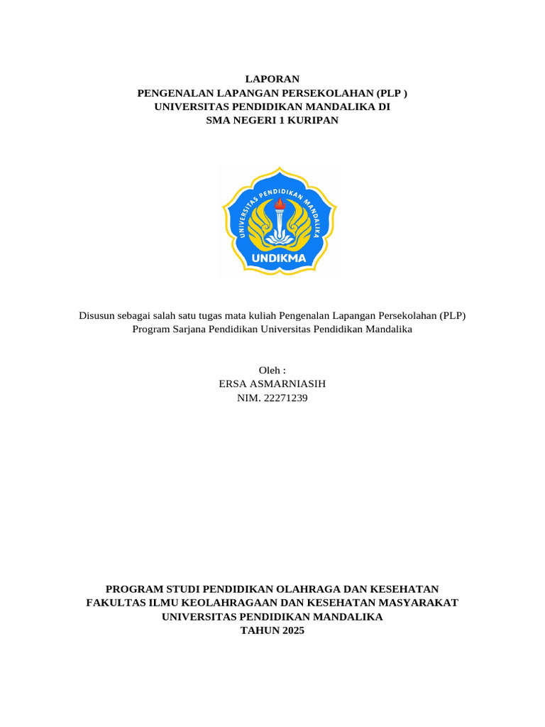 Format Laporan PLP Kelompok 12 | PDF